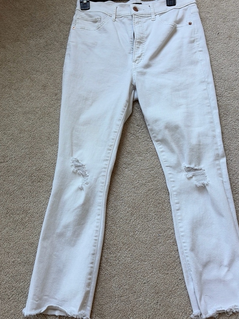 Express White Distressed Wide-Leg Jeans
